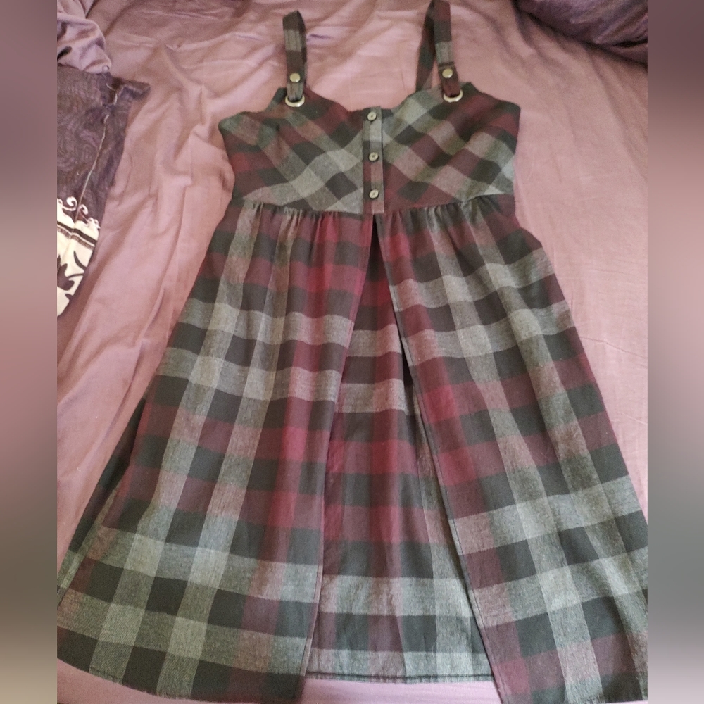 NWT BCBG plaid babydoll open dress - Picture 2 of 11